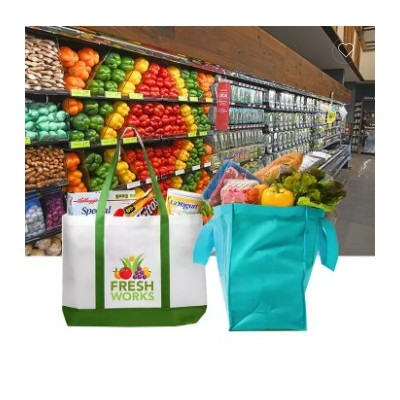 Eco friendly recyclable ultrasonic non woven grocery shopping totes custom sustainable reusable non-