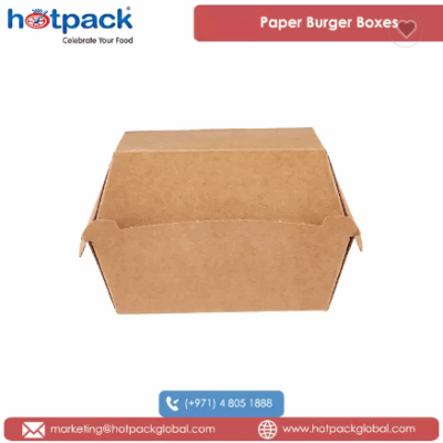 100% Recyclable Quality Takeaways Kraft Flute Material Made Paper Burger Boxes for Food Packaging at