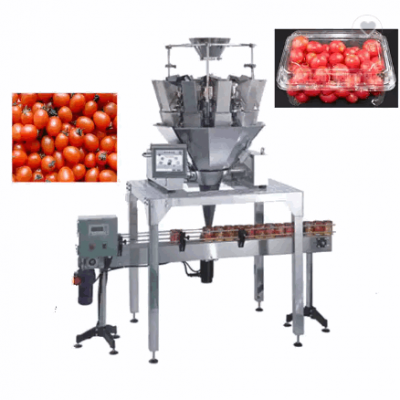 High speed fresh fruits cherry tomatoes punnet filling and packing machine