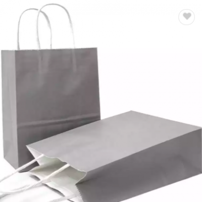 Eco-friendly 13x7x13 Inches Fashion Kraft Paper Gift Shopping Bags Disposable Medium gift grey paper