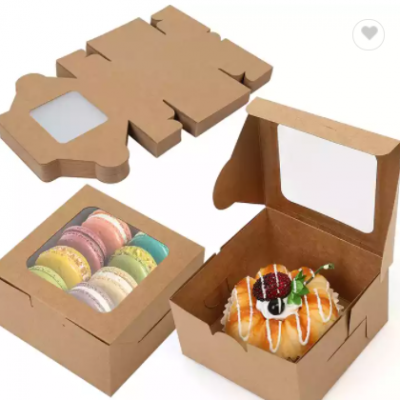 Disposable Carton Food Packing Salad Sushi Sandwich Lunch Bento Takeaway Kraft Paper Box With Window