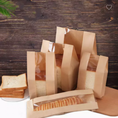 Wholesale Disposable Bakery Bread Packaging Plastic Kraft Paper Bags Custom Accept Kraft Paper Bread