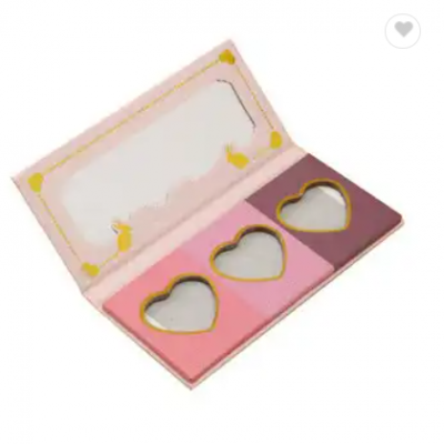 Custom high quality cheap heart shaped eyeshadow palette no label paper packaging box with mirror