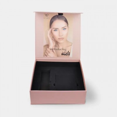 Luxury Exquisite Customized Pink Color Magnetic Book Shape Cardboard Gift Cosmetic Packaging Paper B