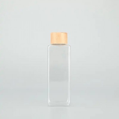 250ML Food Grade Disposable PET Plastic Tea Drinking Water Beverage Fruit Juice Bottles With Bamboo