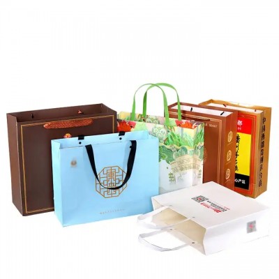 Custom 2021 style fancy design food grade brown paper bag twist handle paperbag