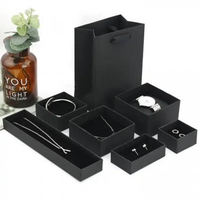 Luxury Logo Printed Matt Black Gift Box Custom Kraft Cardboard With Lid And Base For Jewelry Box