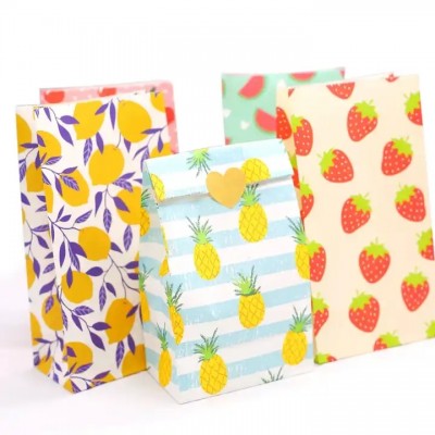 Beautiful Fruits Colorful Paper Bags Treat Candy Bags for Wedding/Birthday/ New Year Party Gift Bags