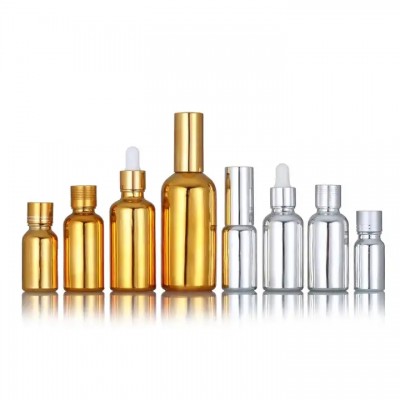 20ml 30ml 50ml 100ml Electroplating Gold Color Serum Essential Oil Glass Dropper Bottle