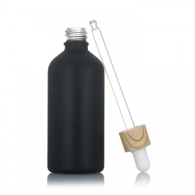 10ml 15ml 30ml 50ml 100ml Matte Black Glass Dropper Bottles with Gold Collar Essential Oil Bottle Be