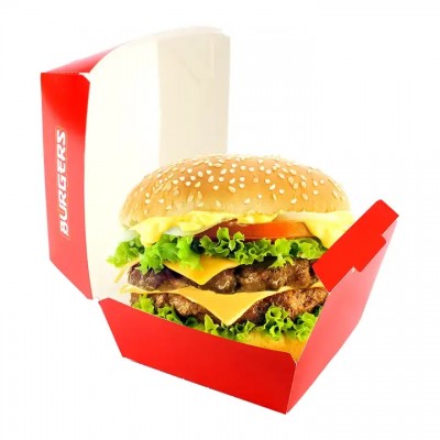 Eco Friendly Custom Printing Emballage Alimentaire Disposable Food Frade Paper Packaging Burger Box