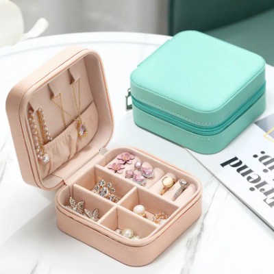 Jewellery Box Organiser Boxes Velvet Ring Earring Necklace Case for Little Girls With Zipper